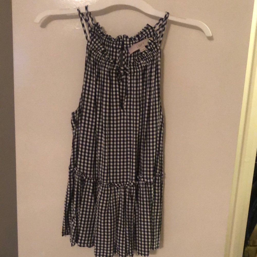 Loft Sleeveless Gingham Peplum Top